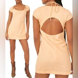 Free People Beach Vivi Yellow Mini Dress Women's size Large